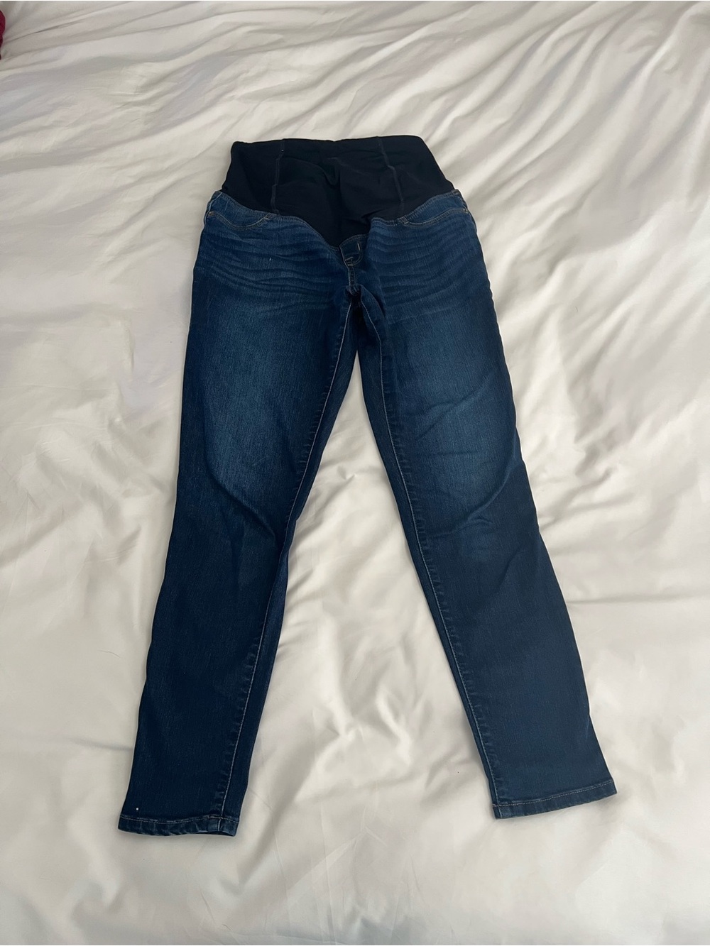 Maternity High-Waist Dark Blue Stretch Jeans